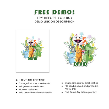 Zoo Party Personalized Cake Toppers Custom Design