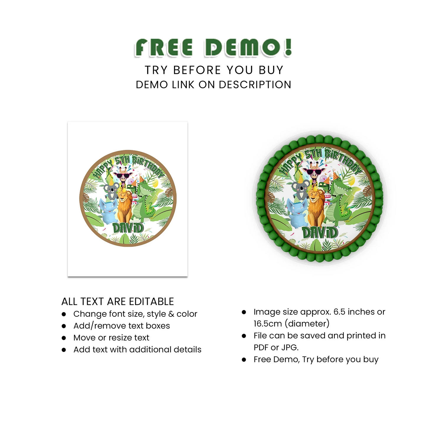 Zoo Party Personalized Icing Sheet Cake Images