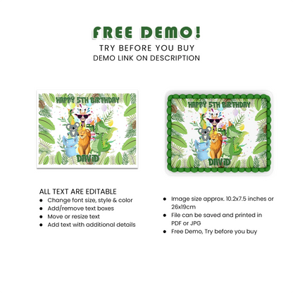 Zoo Party Personalized Icing Sheet Cake Topper Images