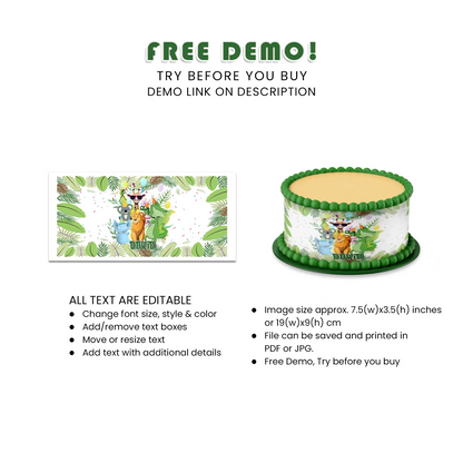 Zoo Party Personalized Cake Strips Image