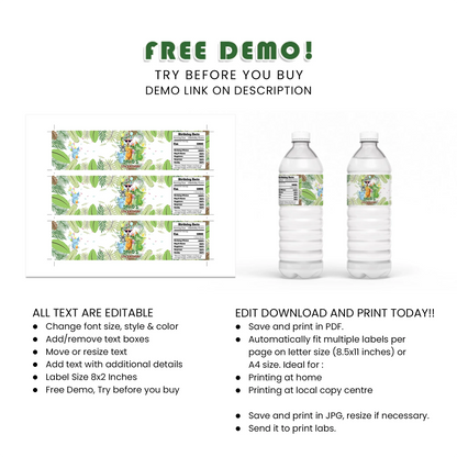 Zoo Party Water Bottle Label Printable