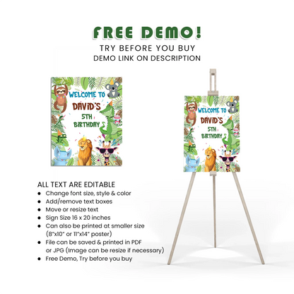 Zoo Party Welcome Sign Decoration