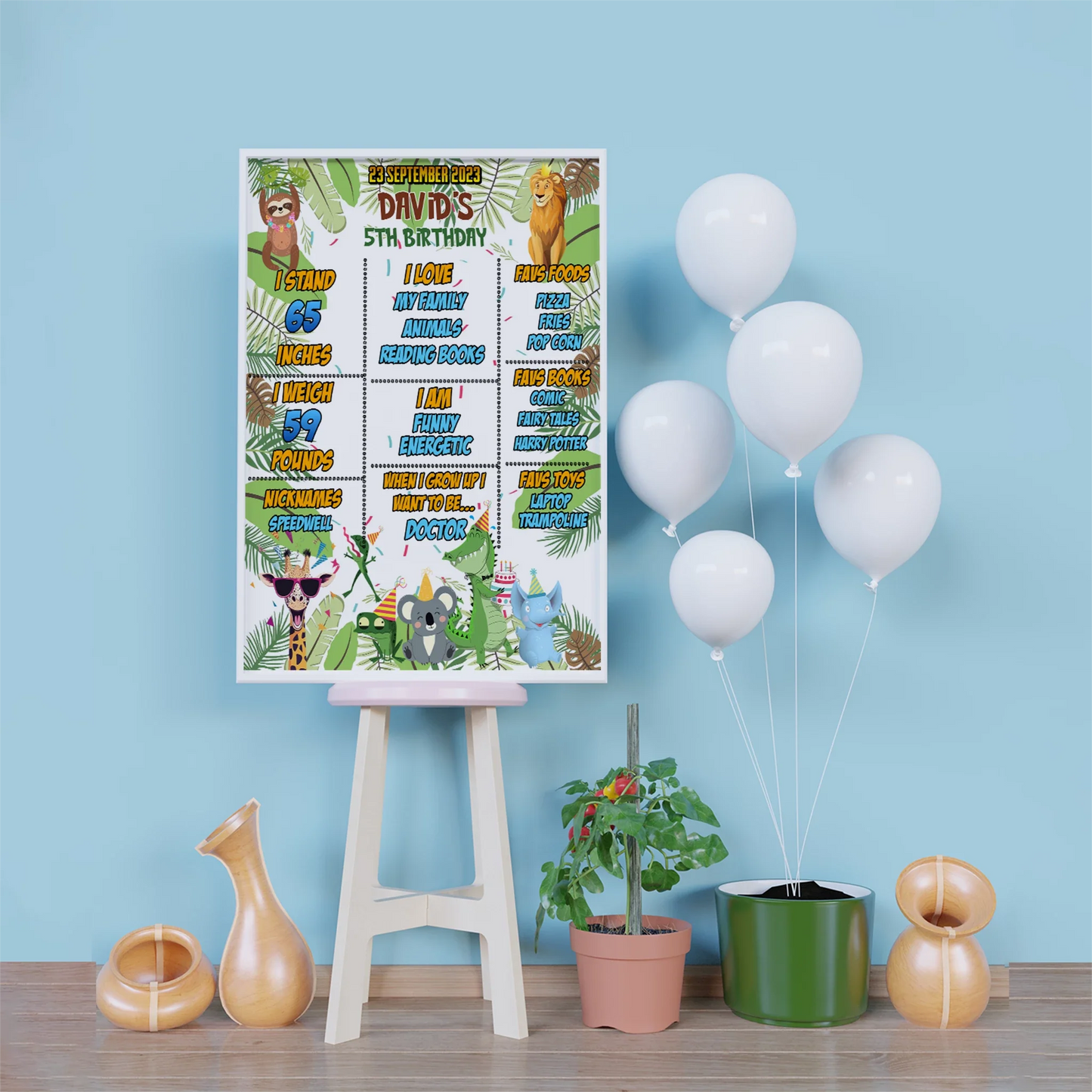 Zoo Party Birthday Decorations, Wild One Birthday Party Supplies, Safary Party Themed, Zoo Birthday Digital Template, Editable Zoo Party Image SVG PNG