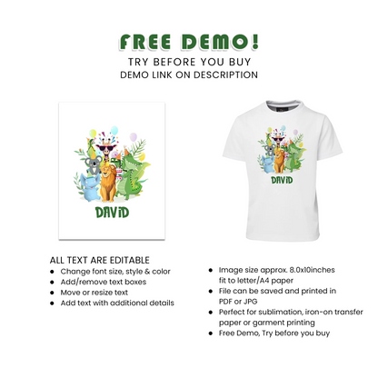 Zoo Party Sublimation T-Shirt Printable