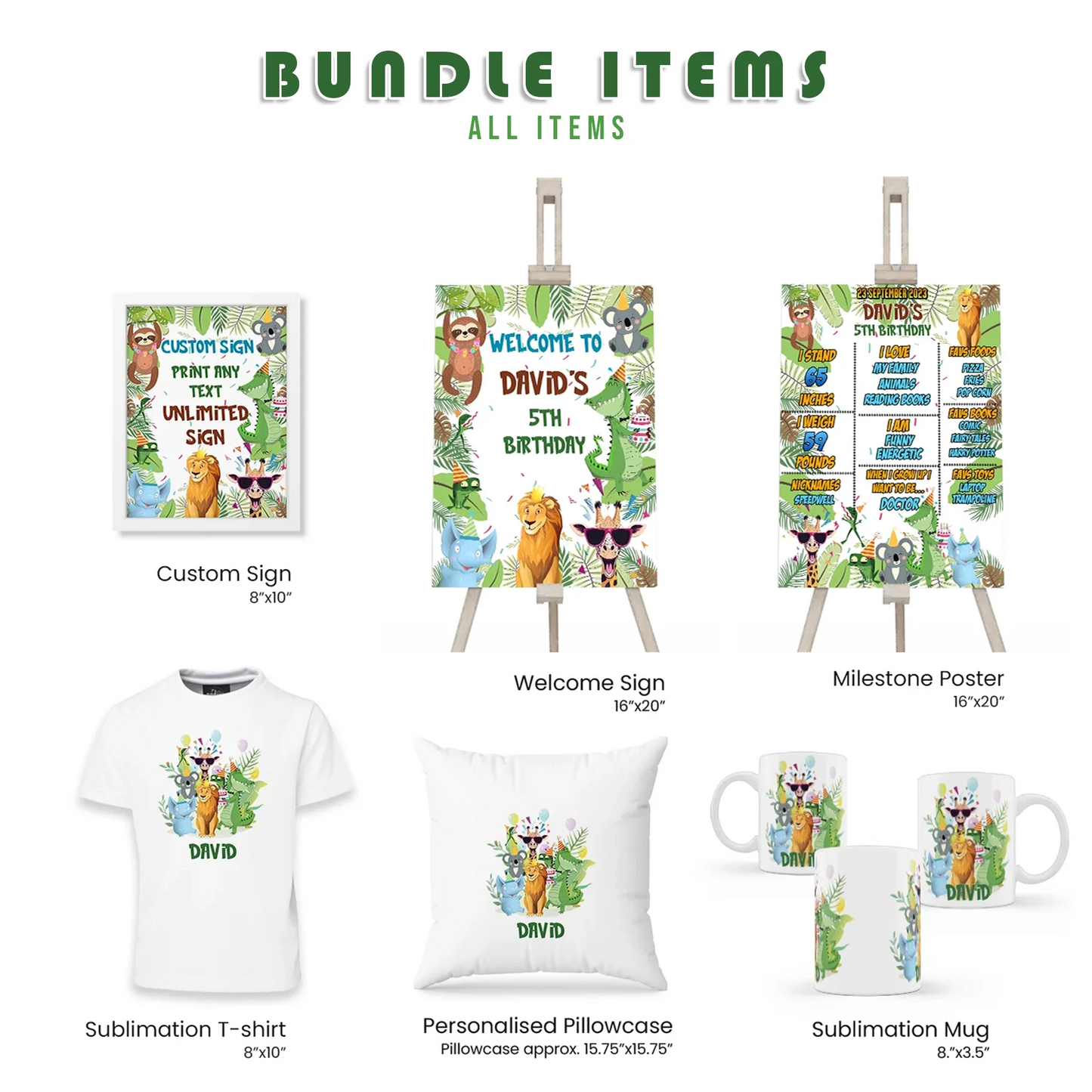 Zoo Party Personalized Party Pack Digital Template Bundle