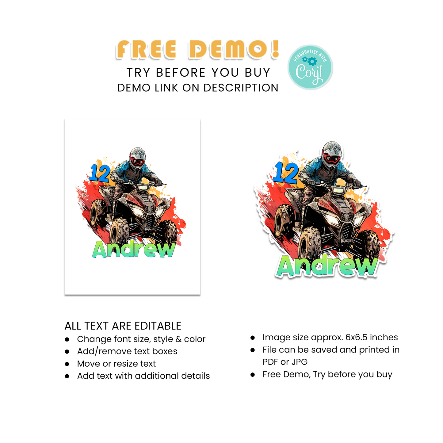 Make Your Celebration Unique with ATV Quad Bike Personalized Cake Toppers - Perfect for Any Occasion