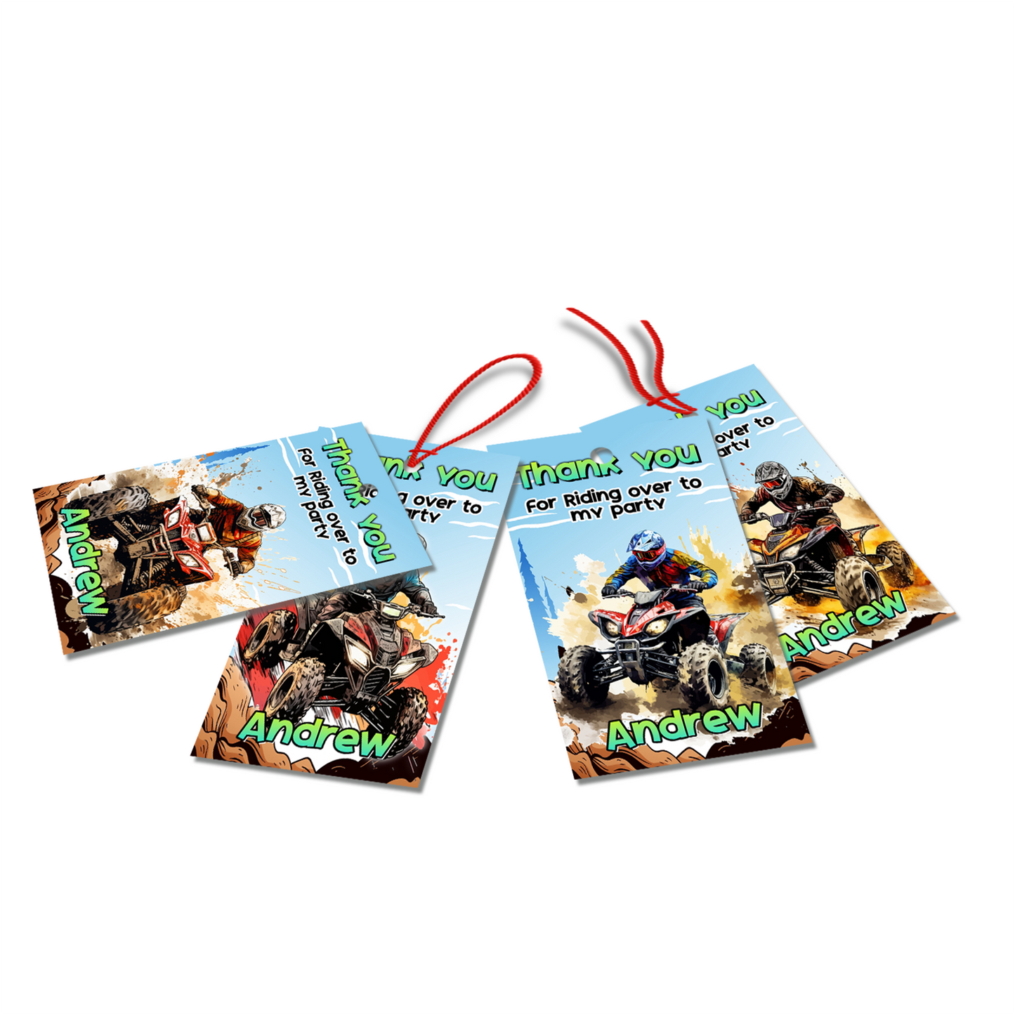 ATV Quad Bike Favor Tags or Thank You Tags