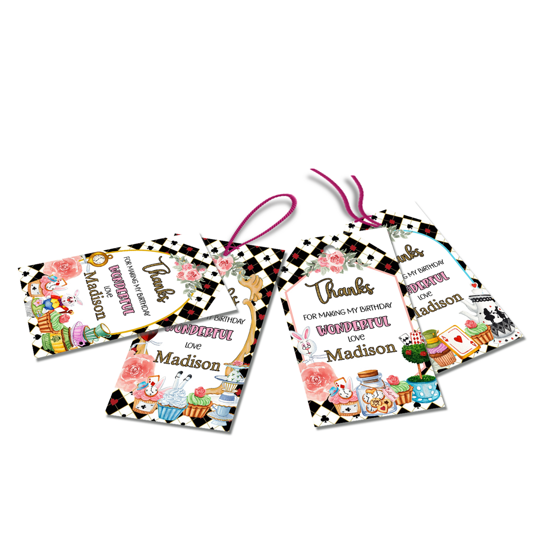 Favor Tags/Thank You Tags with Alice in Wonderland theme