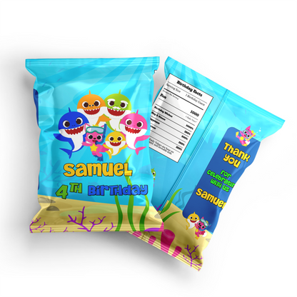 Chips Bag Label with Baby Shark theme