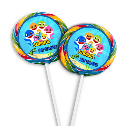 Lollipop Label featuring Baby Shark design