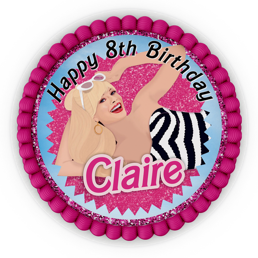 Round Barbie Personalized Cake Images for a memorable celebration