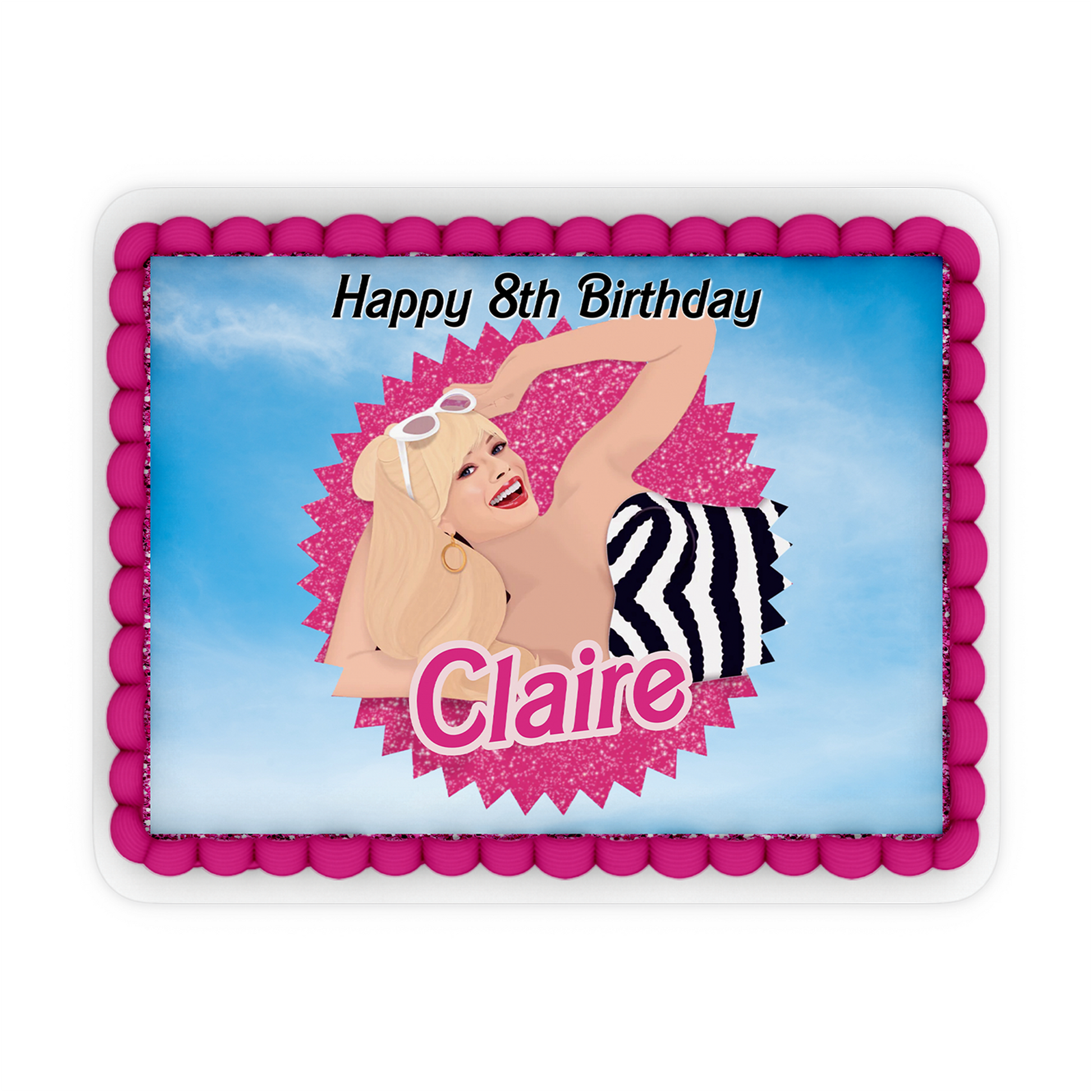 Rectangle Barbie Personalized Cake Images adding a touch of Barbie magic