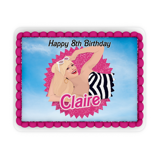 Rectangle Barbie Personalized Cake Images adding a touch of Barbie magic