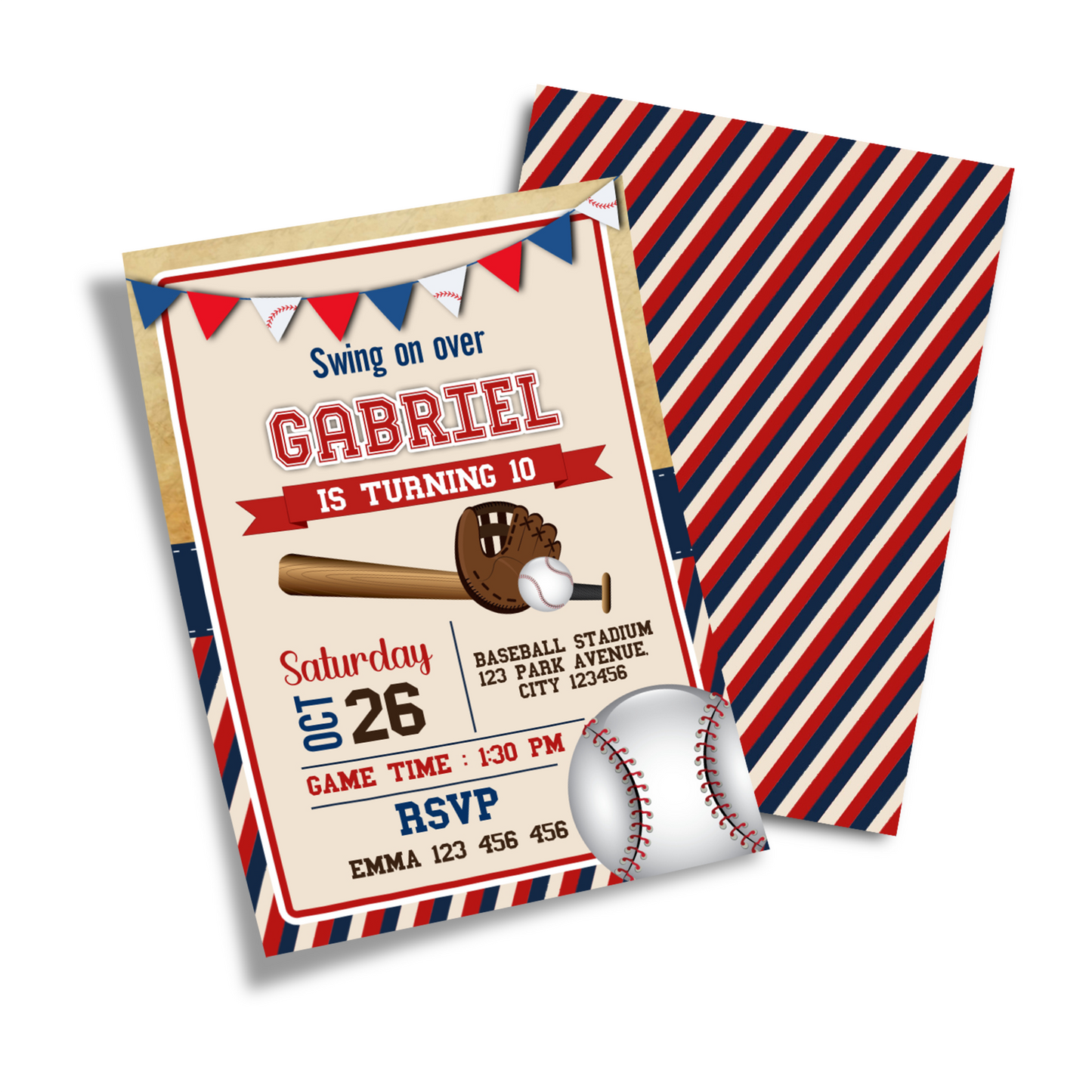 Personalized Baseball Birthday Card Invitations