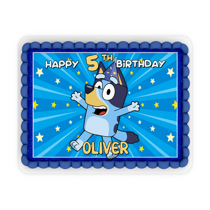 Rectangle Bluey Personalized Cake Images adding a touch of Bluey magic