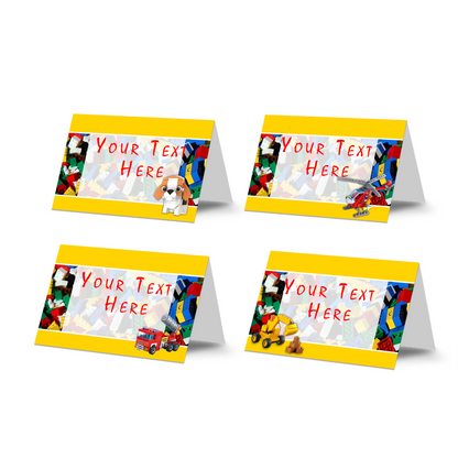 Food tents or food cards with a Lego, Building Blocks theme