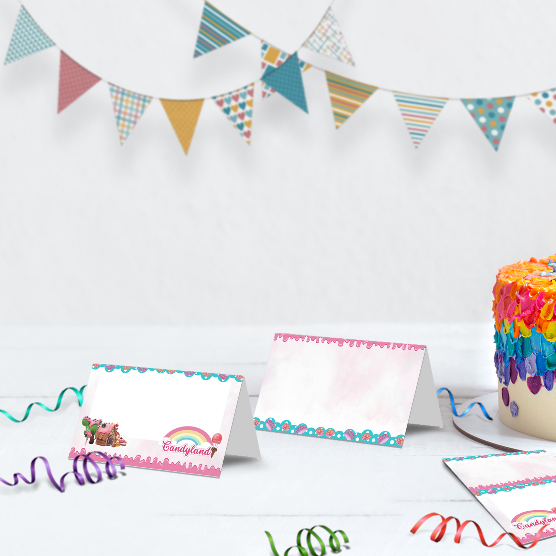 Food tents or food cards with a Candy Land theme