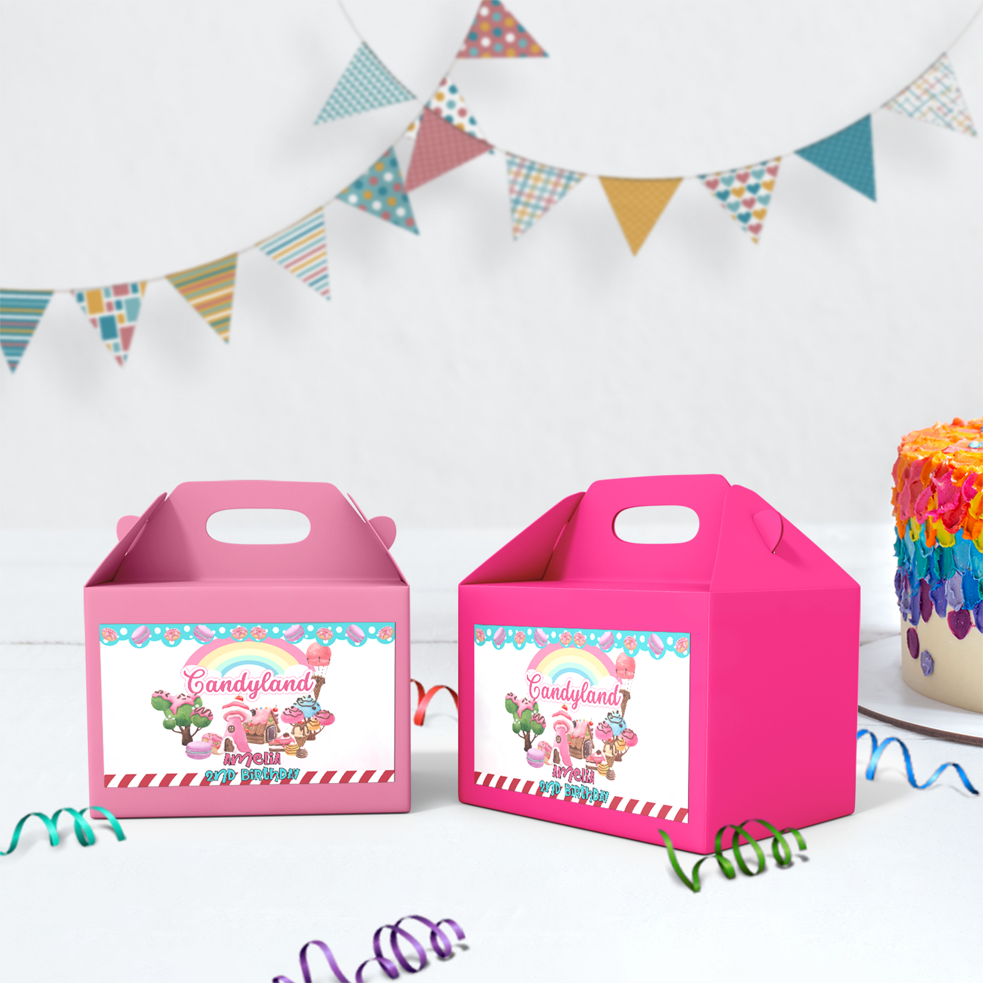 Gable box label with a Candy Land theme