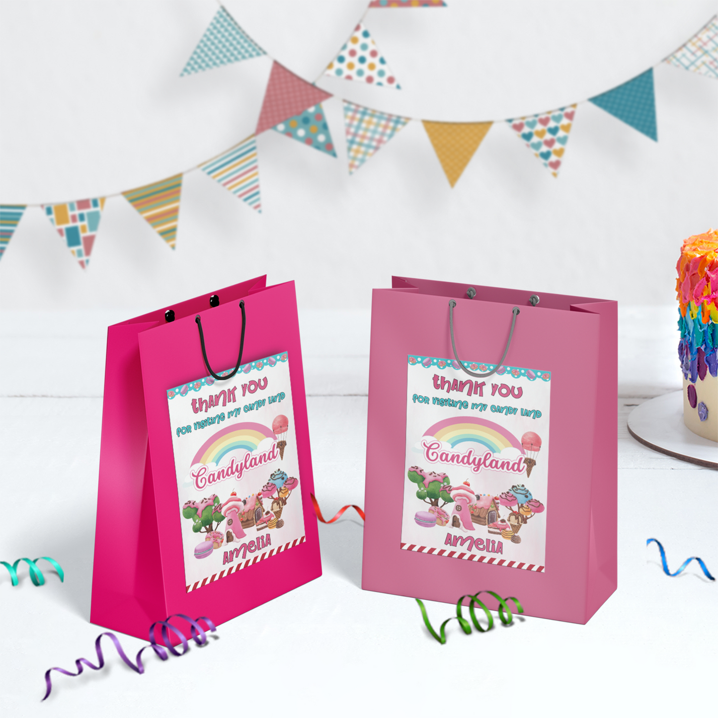 Gift bag label with a Candy Land theme