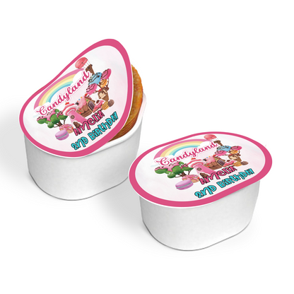 Snack Stack Mini Pringles 0.67oz label with a Candy Land theme