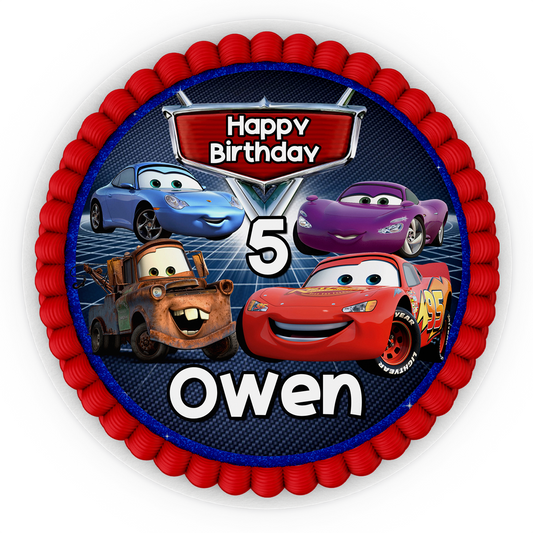 Round Cars Lightning McQueen Personalized Cake Images for a memorable celebration