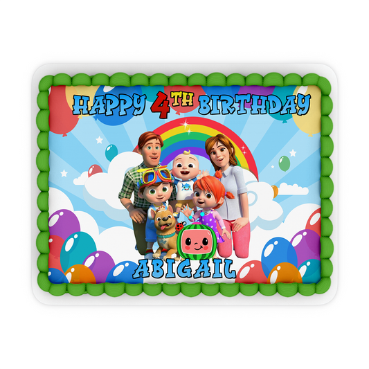 Rectangle Cocomelon personalized cake images