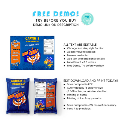 Crunch and Munch: Dart Gun Chips Bag Label for Savory Snacks