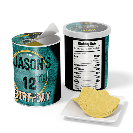Small Pringles 1.37oz can label with an Escape Room theme