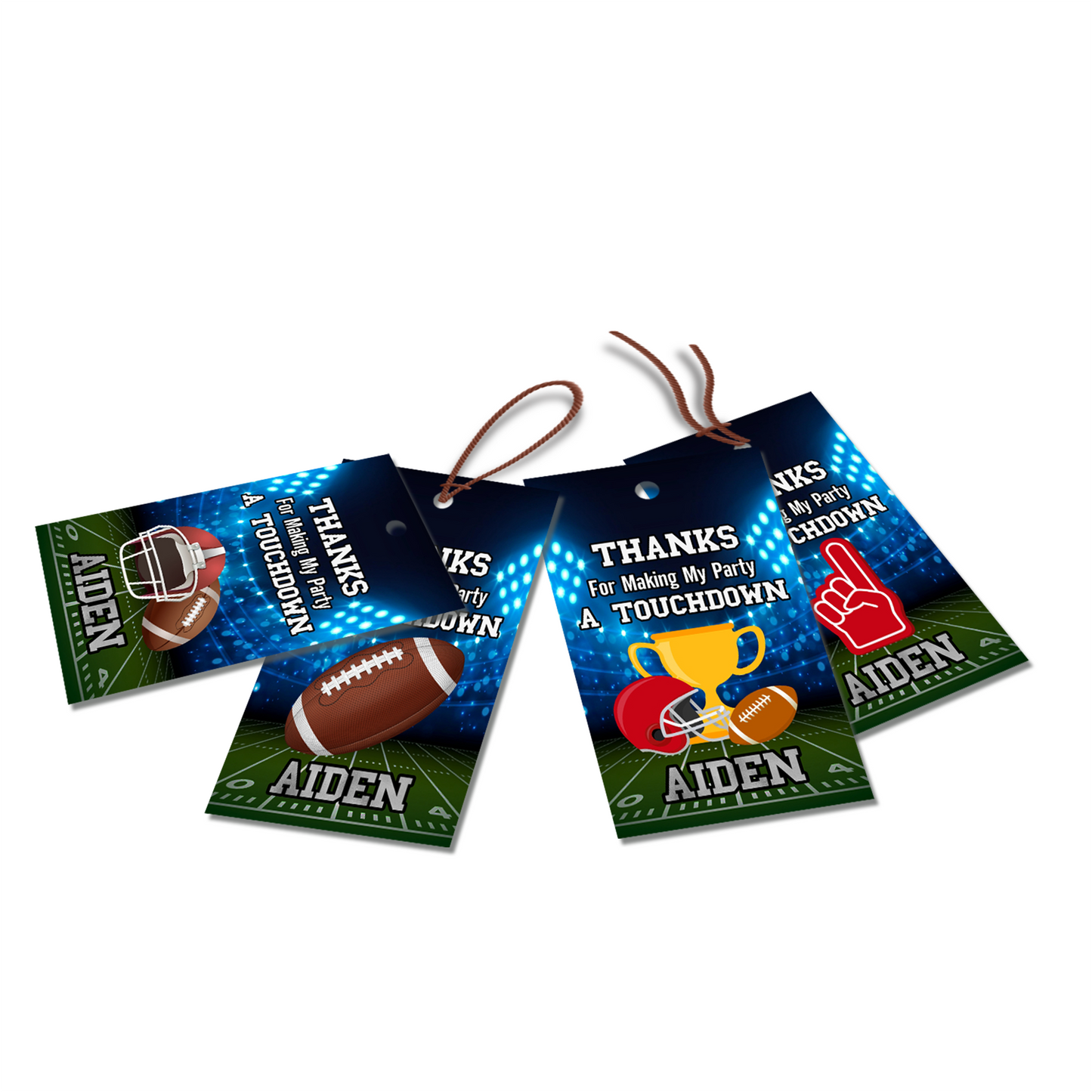 Favor tags or thank you tags with a Football theme