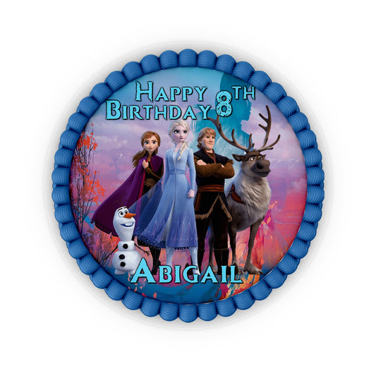 Round Frozen themed personalized cake images