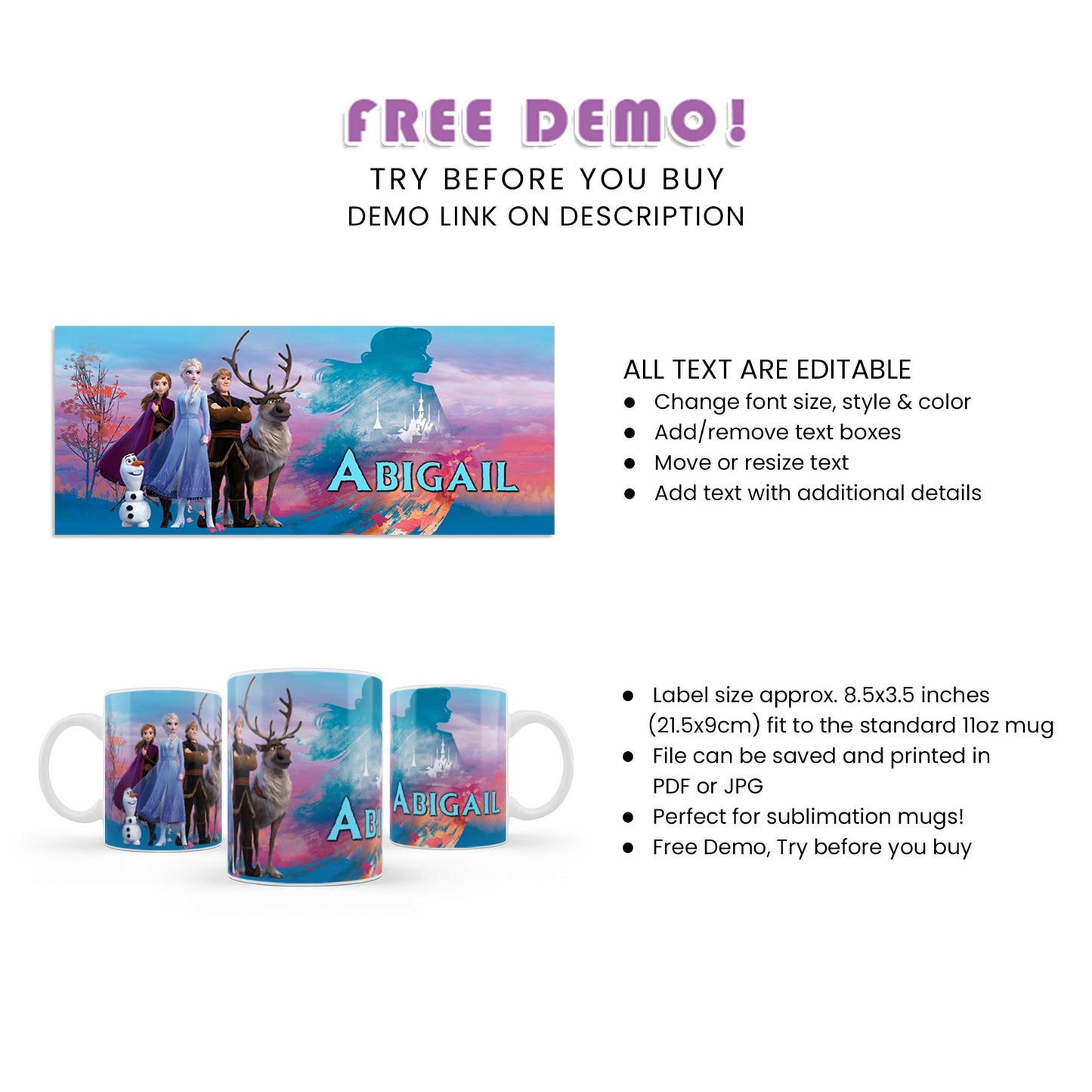 Frozen Sublimation Mug - A Perfect Keepsake for Your Party Guests