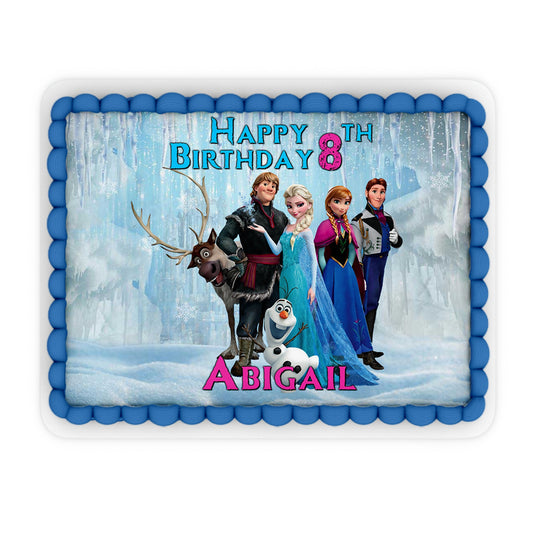 Rectangle Frozen themed personalized cake images