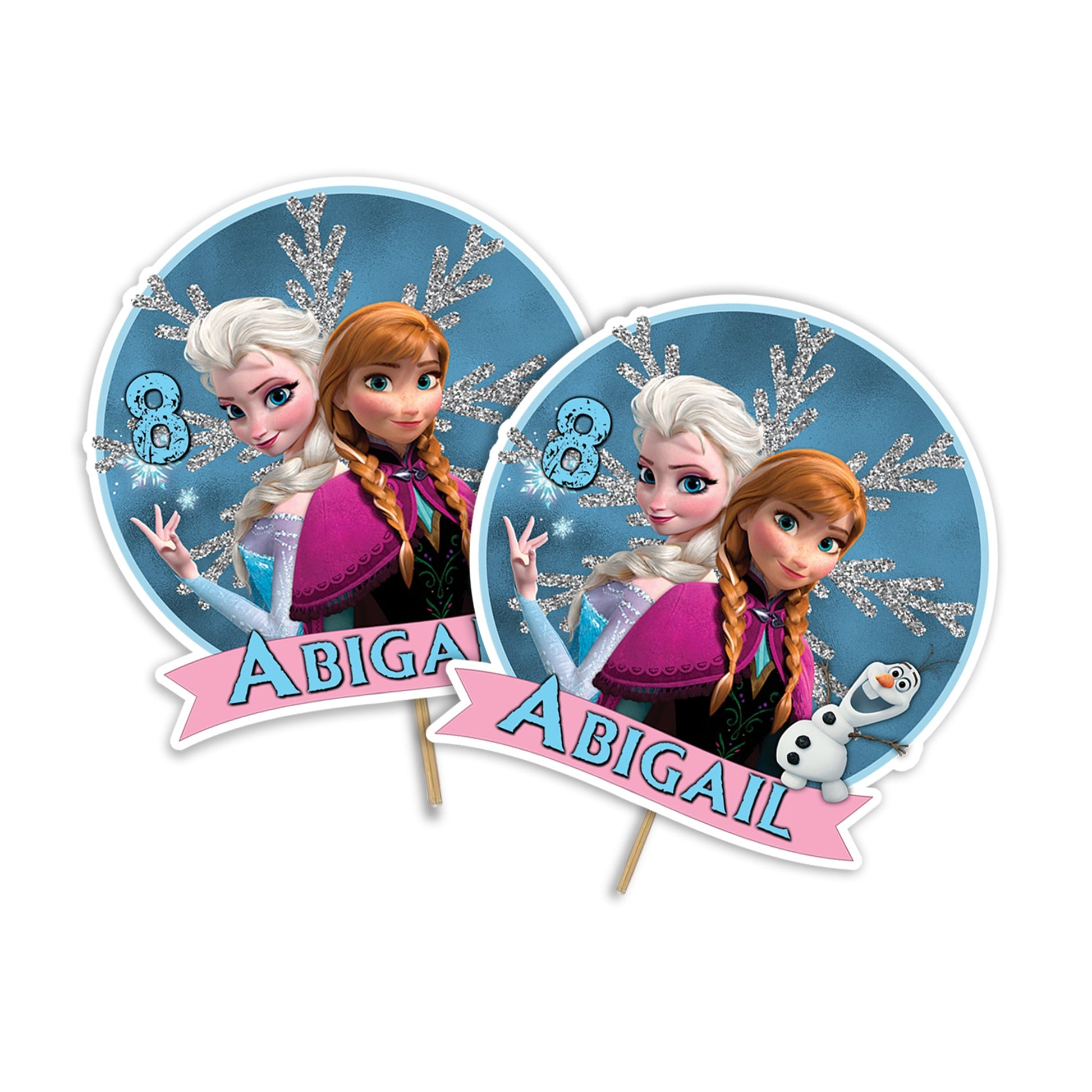 Frozen themed personalized cake toppers