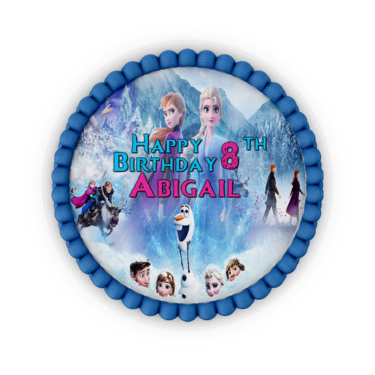 Round Frozen themed personalized cake images