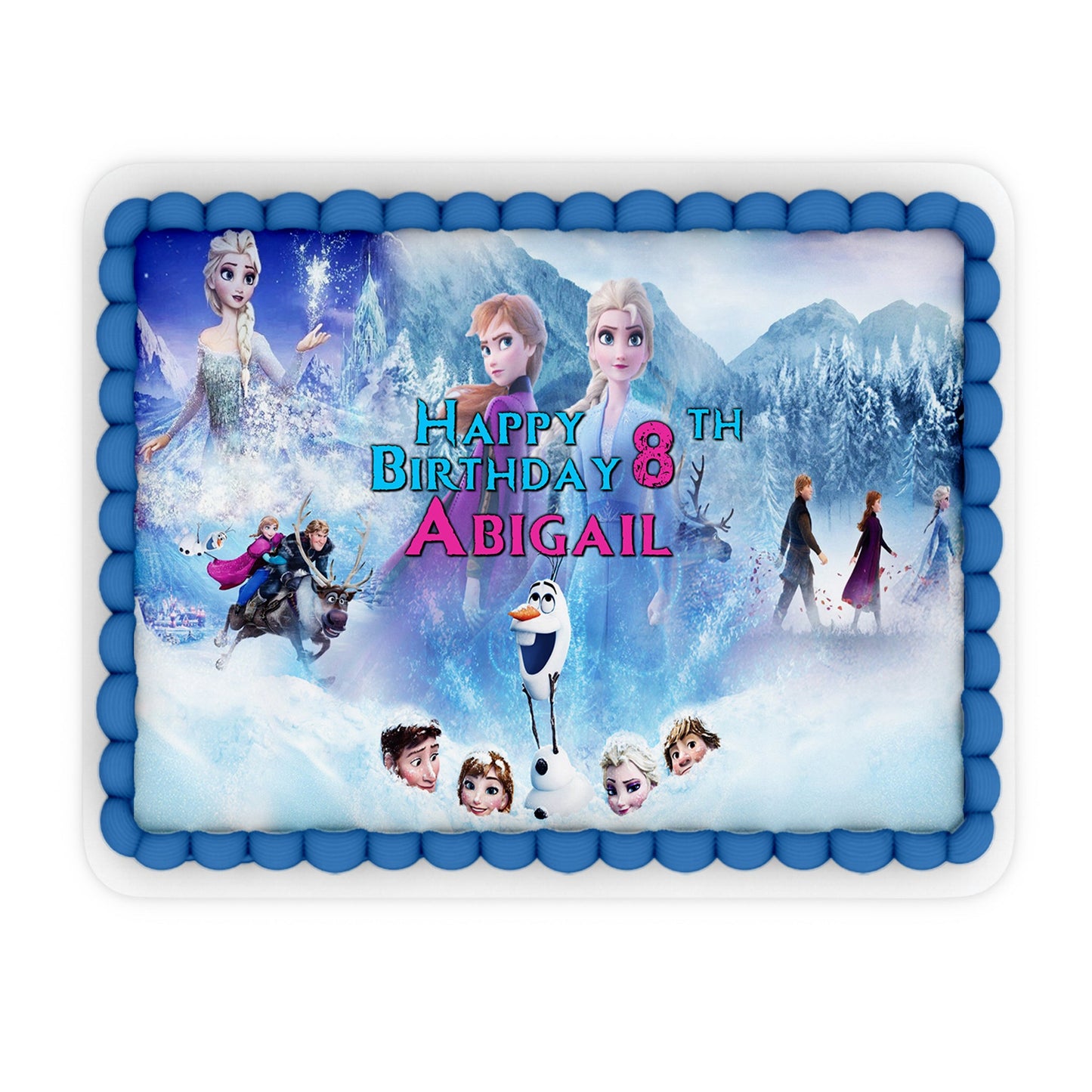 Rectangle Frozen themed personalized cake images