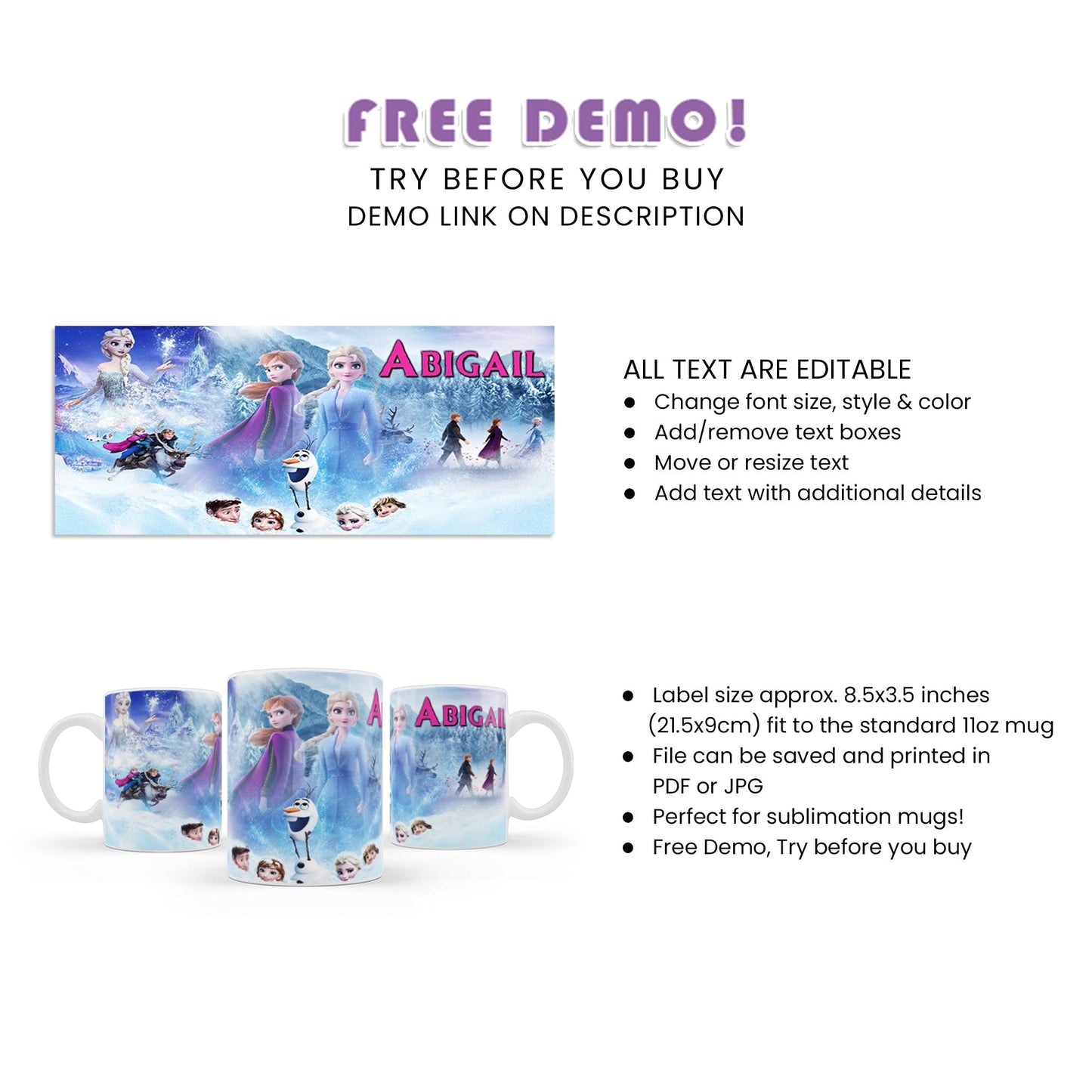 Frozen Sublimation Mug - A Perfect Keepsake for Your Party Guests