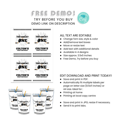 Personalized Hockey 1st Birthday Caprisun Label/Juice Pouch Label - Make Your Child’s Favorite Drink Part of the Party