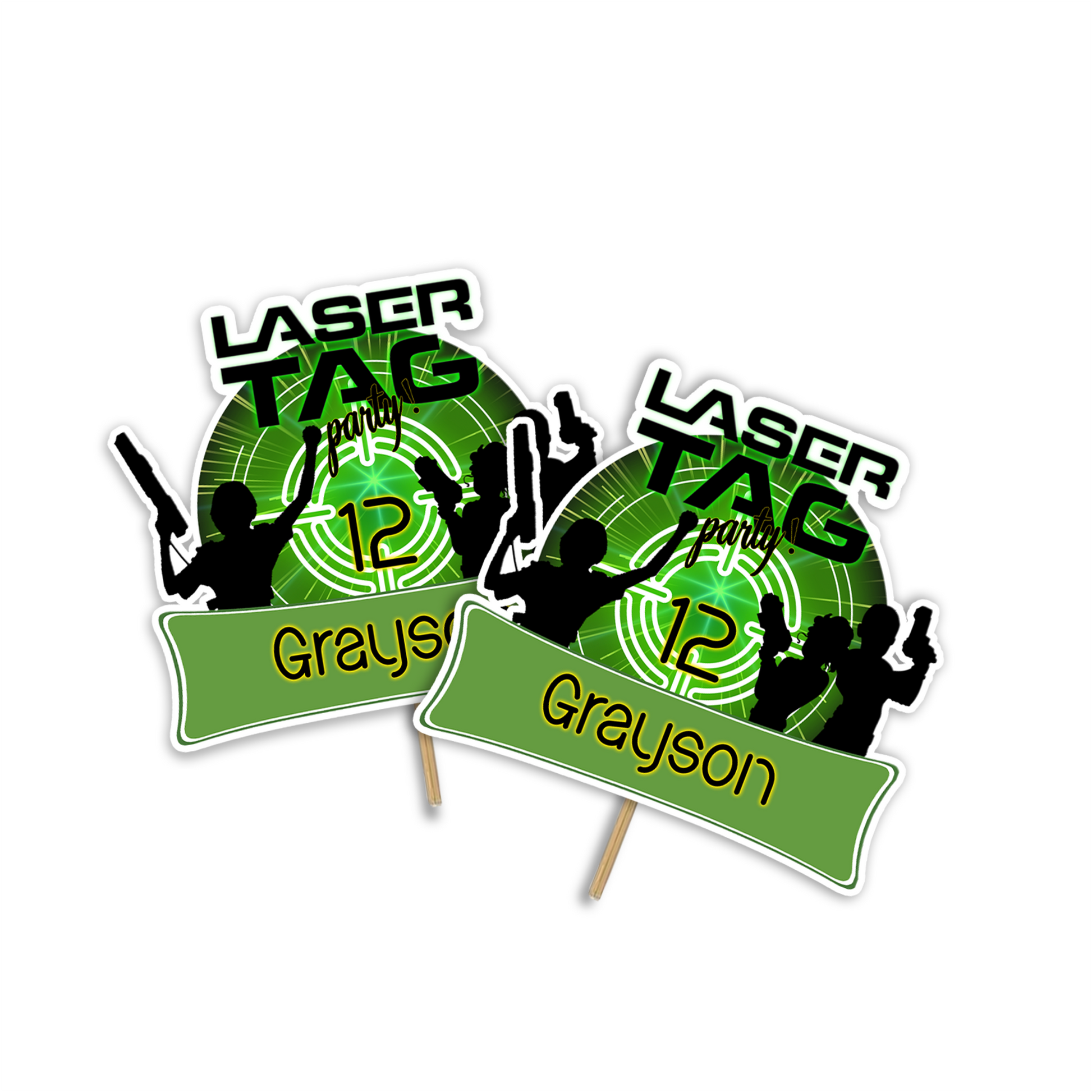 Personalized Cake Toppers for a Laser Tag themed party