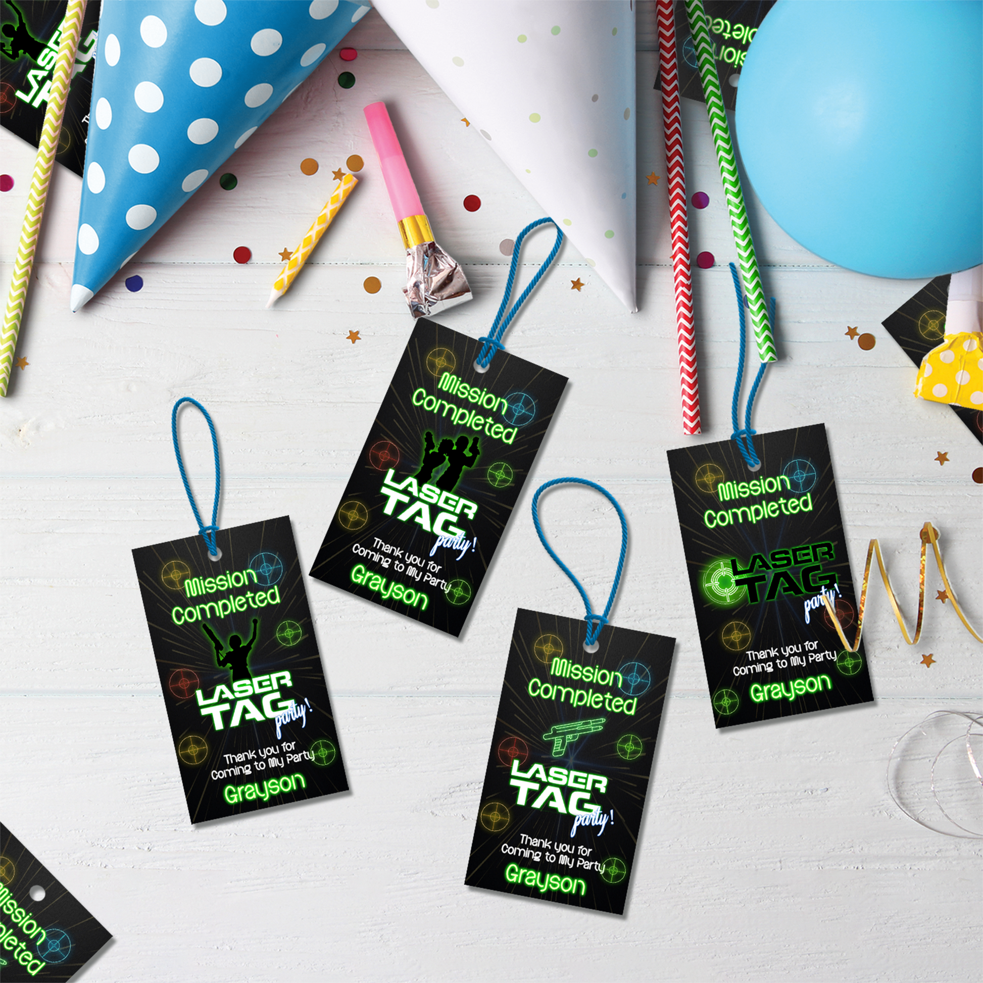Favor Tags/Thank You Tags for a Laser Tag themed party