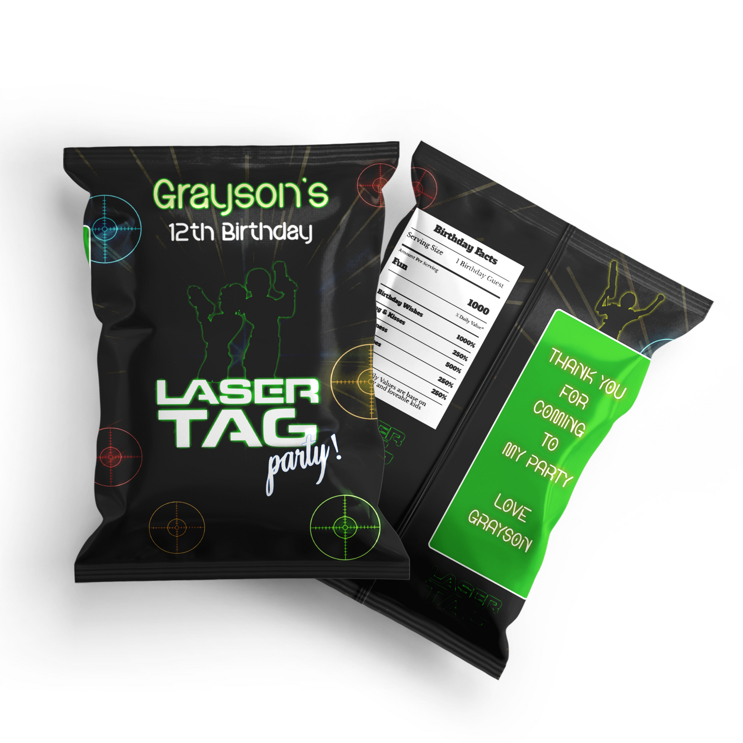 Chips Bag Label for a Laser Tag event