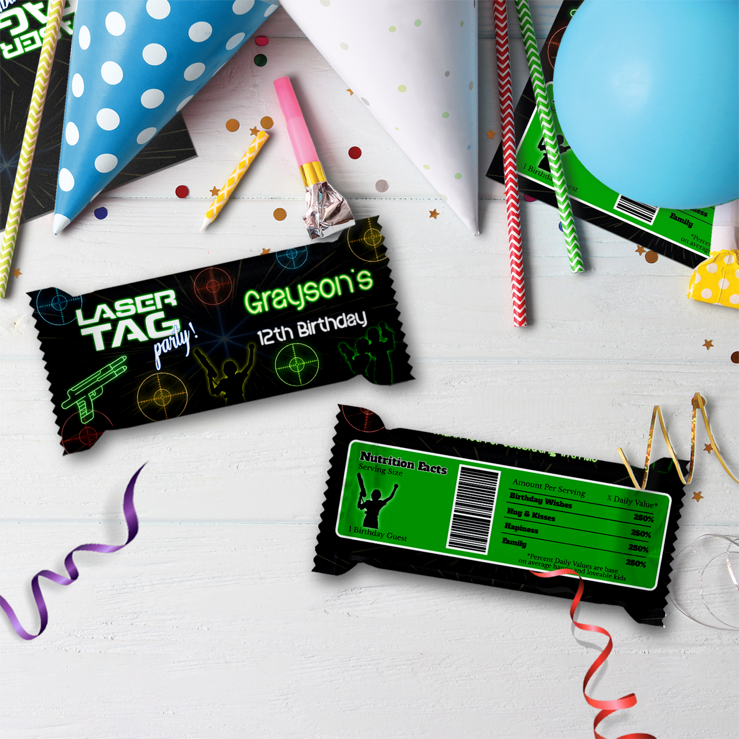 Rice Krispies Treats Label & Candy Bar Label for a Laser Tag event