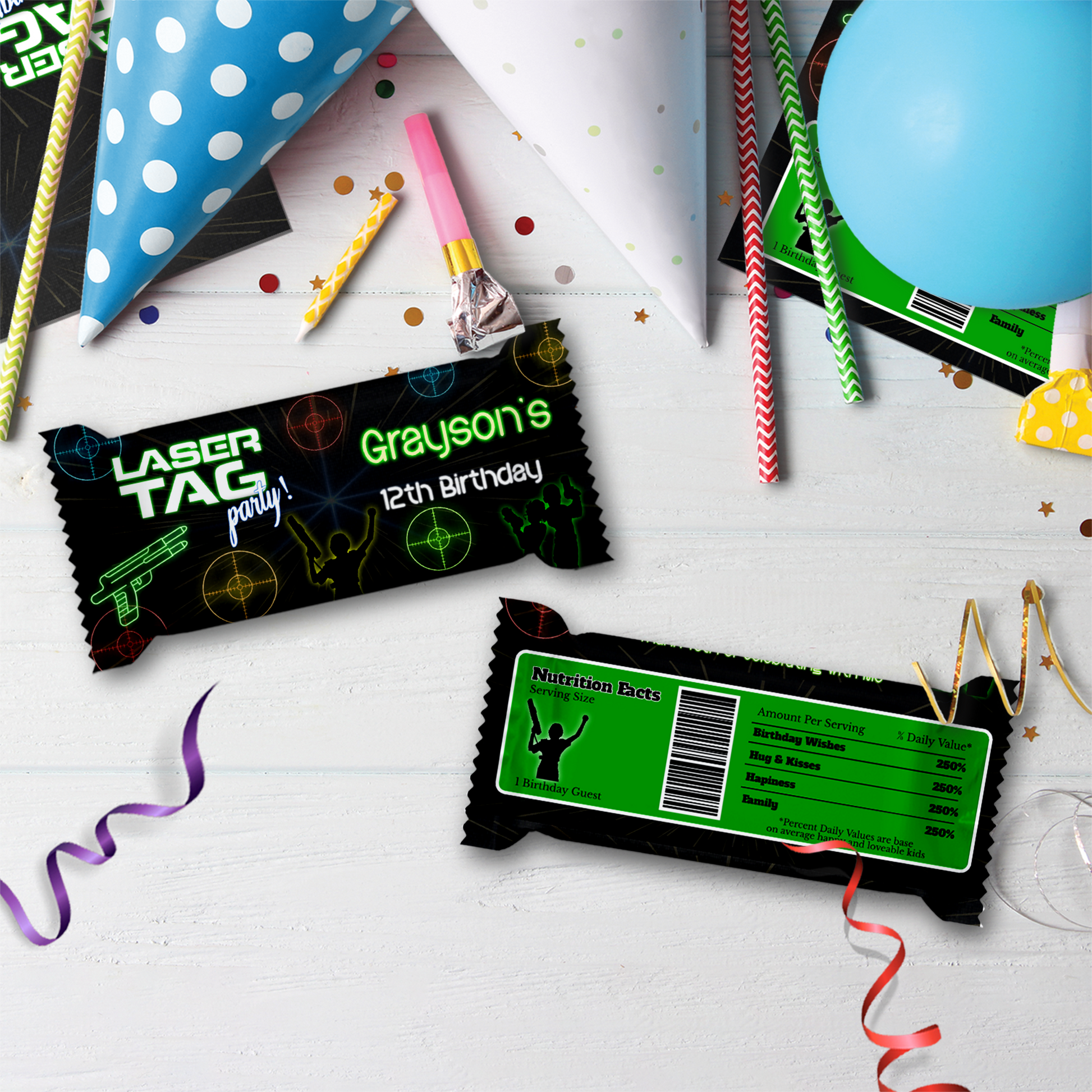 Rice Krispies Treats Label & Candy Bar Label for a Laser Tag event