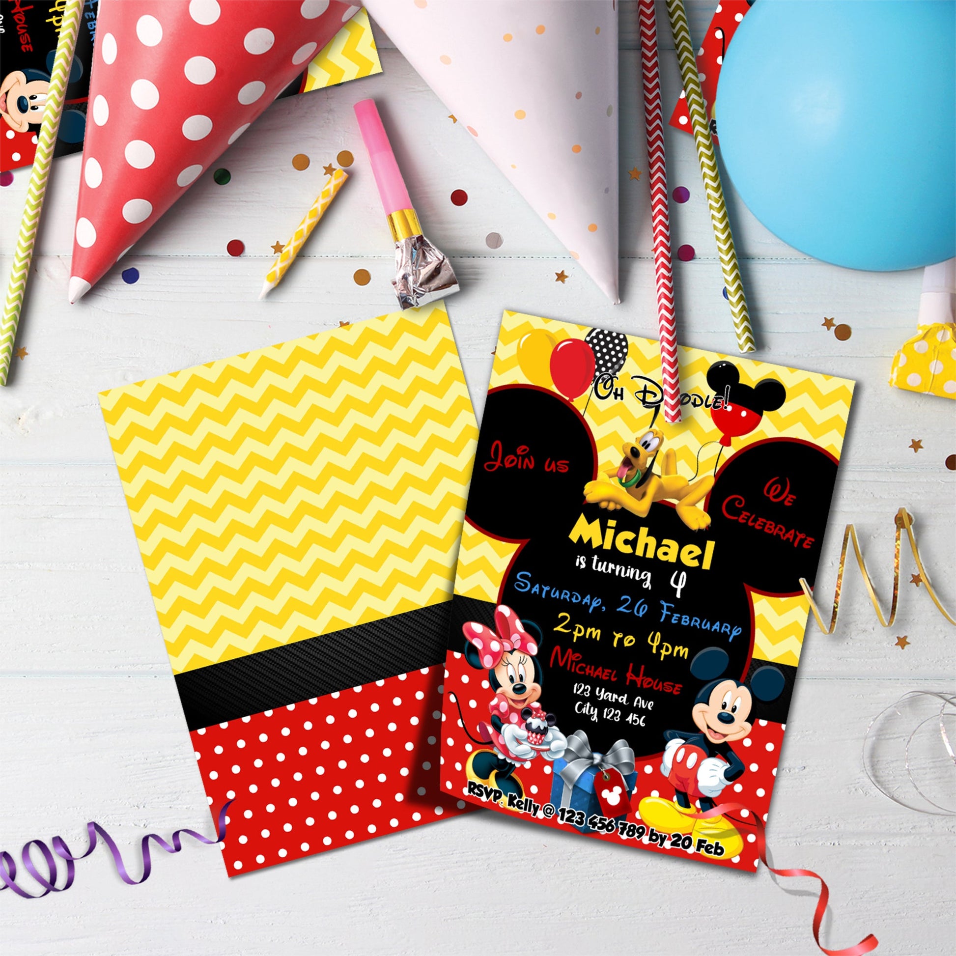 Mickey & Minnie Mouse Birthday Decorations, Disney Party Supplies, Mickey Mouse Themed, Minnie Mouse Digital Template, Editable Mickey & Minnie Mouse Image SVG PNG