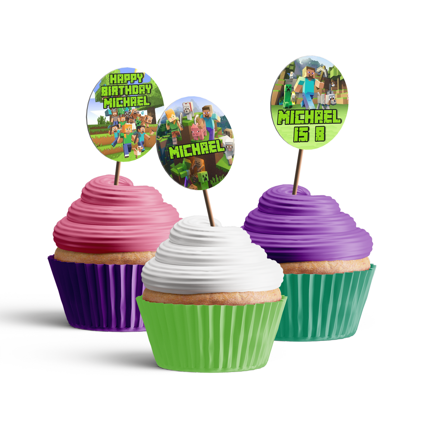 Minecraft Personalized Cupcakes Toppers, the perfect finishing touch