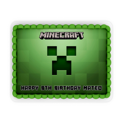 Rectangle Minecraft Personalized Cake Images adding a touch of Minecraft magic