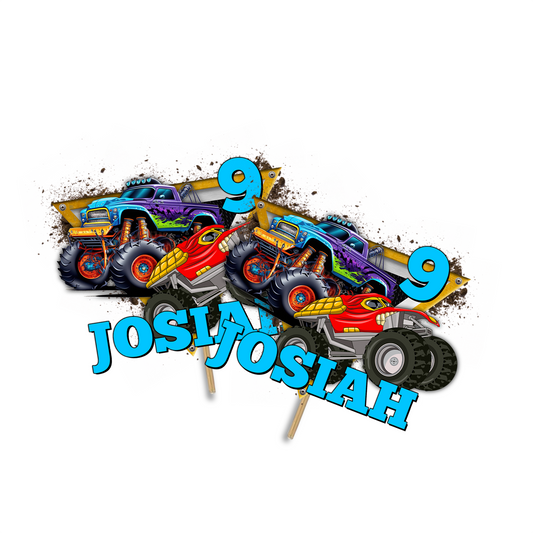 Personalized Monster Jam cake toppers