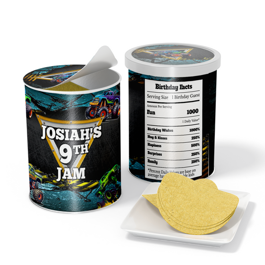 Monster Jam label for small Pringles 1.37oz