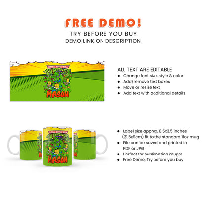 Enjoy Your Drink with Teenage Mutant Ninja Turtles Sublimation Mug