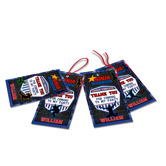 Ninja Warrior themed favor tags or thank you tags