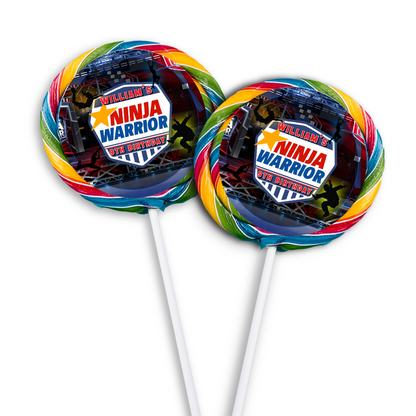 Ninja Warrior themed lollipop label